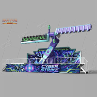 Manège Cyber Strike Super Dancer rotatif à 360 degrés, avec LED et deux bras, pour parcs d'attractions et carnavals