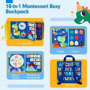 Nuevo Diseño de Tablero de Actividades de Dinosaurios para Niños Pequeños, Actividades de Aprendizaje Preescolar, el Mejor Regalo para Niños, Libro de Actividades de Fieltro - Product Image 3