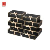 Boîtes cadeaux personnalisées en carton noir pour vêtements, cosmétiques, bonbons, emballages en papier
