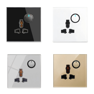 Kính Bảng điều chỉnh thông tư nút tường chuyển đổi LED đa chức năng 3 lỗ ổ cắm Retro chuyển đổi EU Anh tiêu chuẩn 1gang Un ổ cắm 110-250V - Product Image 1