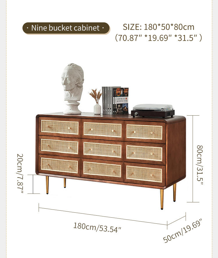 Couleur noyer 9 tiroirs 70,87"*19,69''*31,5''