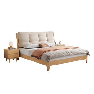 Modern Minimalist Upholstered <b>Bed</b> 1.8x2m Solid Wood Frame Bedroom Furniture Nordic Style Double <b>Bed</b> - Product Image 5
