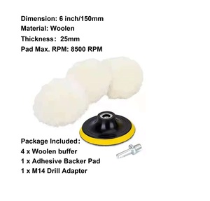 6 cái 6 inch len đánh bóng Buffing Pad đánh bóng Buffing Wheel cho khoan Đệm tập tin đính kèm với M14 khoan Bộ chuyển đổi - Product Image 3