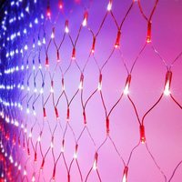 Lumières du drapeau américain Lumières patriotiques extérieures étanches Ornements suspendus President's Day 420 LED USA Flag Net Lights