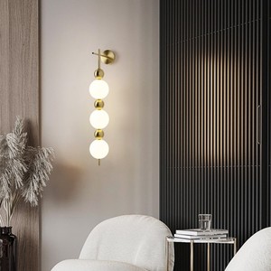Lámpara de Pared Minimalista Nórdica LED E27 con Interruptor, Cuentas Doradas, Iluminación para Dormitorio, Sala de Estar y Escaleras - Product Image 3