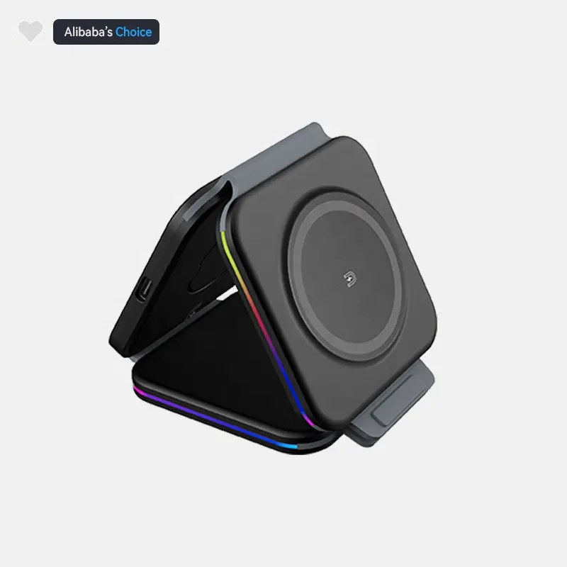 Original Magnetic Safe magnetic foldable wireless charger stand 3 in 1 qi-certified fast charging station