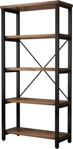 5 Tier endüstriyel katı ahşap kitaplık eski sanayi tarzı kitaplık Metal ve ahşap kitaplık mobilya - Product Image 3