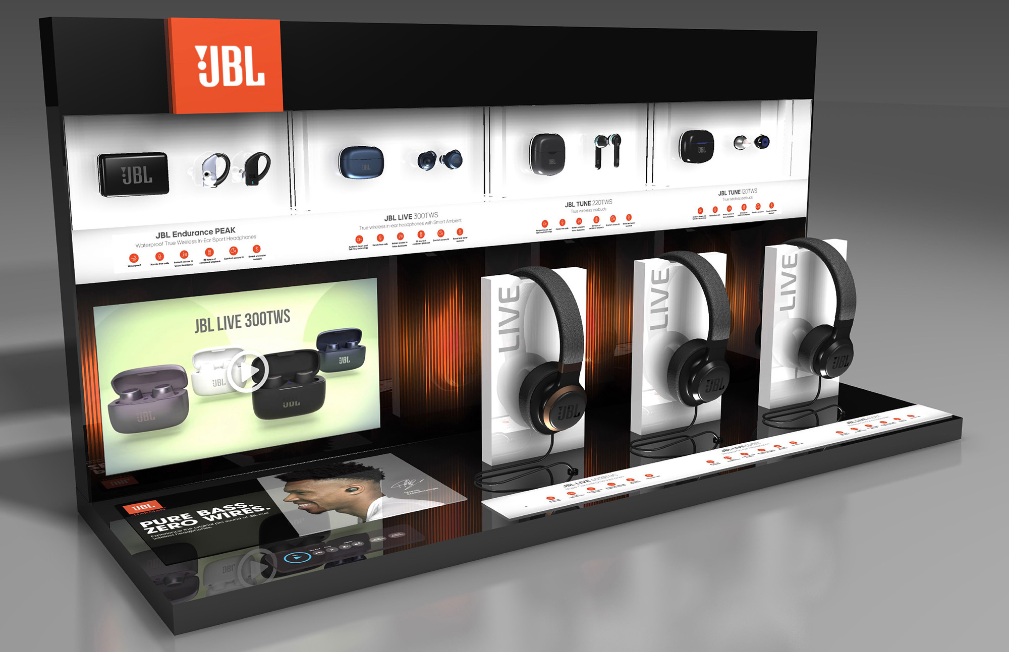 Digital Products 3C Customized Plastic Earphone Acrylic Desktop Display Style Retail Store and Shop Display — view 3