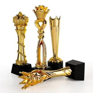 Jy melhor venda personalizado número troféu cristal esportes ouro troféia resina award