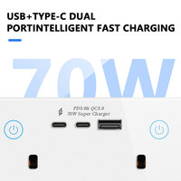 Prise double universelle/UK Alexa 16A 70W Chargeur rapide Tuya WiFi Prise intelligente avec 2 ports Type C 1 USB Panneau tactile pour les besoins domestiques
