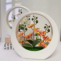 Décoration Murale Artificielle Faite à la Main, Orchidée Phalaenopsis à 9 Fleurs, Lot de 3 Pots, Idéale pour Noël et les Remises de Diplômes