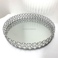 Plateau miroir doré en cristal européen, plateau miroir en métal décoration de maison, assiette de fruits, affichage de bijoux, plateau de rangement décoratif