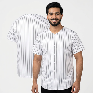 Chemise en jersey de baseball solide pour hommes et femmes, t-shirt boutonné décontracté à manches courtes - Product Image 1