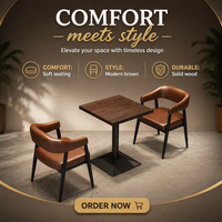 Ensemble de table et chaises carrées en bois pour restaurant, usage commercial moderne, café, salon de thé, pâtisserie, bar à café, boutiques