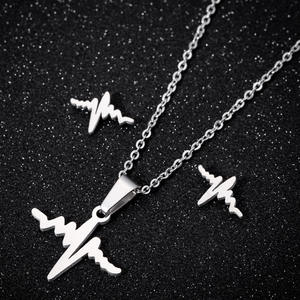 Pendentif pour femme Heart Beat <span class=keywords><strong>ECG</strong></span> Love Version Clavicule Chaîne Nouvel ensemble en acier inoxydable - Product Image 3