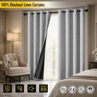 Cortinas Opacas de Lino Sintético Aodu, Cortinas con Ojales con Aislamiento Térmico, para Sala de Estar y Dormitorio, Venta al por Mayor de Fábrica