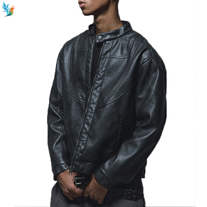 Veste en cuir de moto personnalisée pour hommes <span class=keywords><strong>Domaine</strong></span> noir Veste en cuir épais courte décontractée pour hommes chaude et épaissie - Product Image 1
