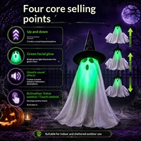 Figurine fantôme électrique Dropshipping Shopify, activée par le mouvement, visage lumineux, décoration de table d'Halloween, plastique 32x22x14cm