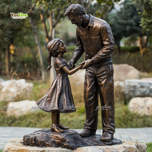 Statua Personalizzata in Bronzo YouFine di Padre <span class=keywords><strong>e</strong></span> Figlio a Grandezza Naturale, Scultura Commemorativa per Giardino Esterno - Product Image 5