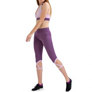 Conjunto Deportivo de 2 Piezas para Mujer, Top Corto y Leggings de Cintura Alta, Ropa Deportiva para Gimnasio y Fitness, Logotipo Personalizado, Fabricante OEM al por Mayor - Product Image 3