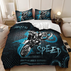 Juego de Funda de Edredón Suave con Diseño de Motocicleta Azul para Niños y Niñas, Tamaño Queen - Product Image 3