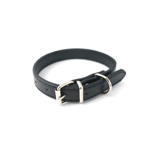 Collar para mascotas Yommy de cuero PU de 35 cm, negro, para perros y gatos, con hebilla metálica. - Product Image 3