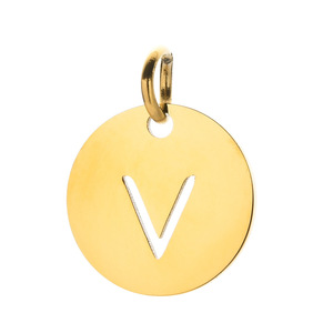 Collar con colgante de 26 letras de acero inoxidable chapado en oro de 18 quilates, diseño hueco simple, collar personalizado al por mayor - Product Image 5