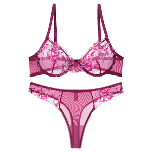 Set reggiseno quotidiano in pizzo da donna con ferretto traspirante reggiseno Push-Up perizoma imbottito stile Sexy - Product Image 5