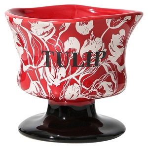 Gobelet en céramique vintage de haute qualité à pied haut pour la maison, idéal pour les desserts et la crème glacée, très esthétique et résistant aux hautes températures - Product Image 6
