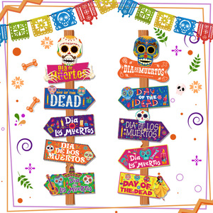 10 Uds Día <span class=keywords><strong>de</strong></span> los <span class=keywords><strong>muertos</strong></span> calavera señal dirección señal para <span class=keywords><strong>Dia</strong></span> <span class=keywords><strong>De</strong></span> <span class=keywords><strong>Muertos</strong></span> fiesta foto accesorios decoraciones evento Decoración - Product Image 1