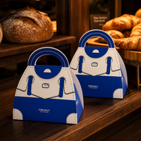 Boîte à pâtisserie personnalisée en gros à faible MOQ, emballage créatif en papier pour pain grillé type sac à main, carton 400 g/m², écologique, fabrication OEM ODM