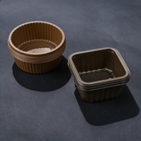 Barquettes carrées personnalisées en plastique PP de qualité alimentaire, écologiques, jetables, recyclables, estampées or, pour emballage alimentaire et gâteaux