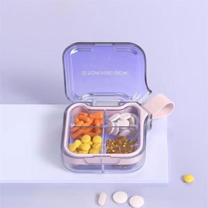 กล่องยาพกพาแบบ 4 ช่อง พร้อมส่ง ใช้สำหรับจัดยาประจำวัน เหมาะสำหรับการเดินทาง กล่องยาพลาสติก - Product Image 3