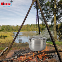 Pot de pique-nique portable en acier inoxydable durable pour l'extérieur, ustensiles de cuisine pour l'extérieur