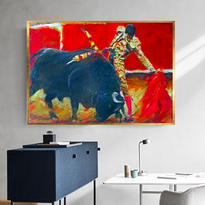 Pintura al Óleo Hecha a Mano con Impresión de Toreo, Pintura de Toreo Español sobre Lienzo, Obras de Artista, Arte, Paisaje - Product Image 2