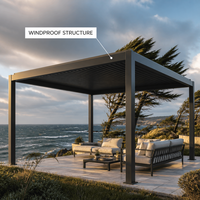 Pergola bioclimatique en aluminium thermolaqué, toit à lames motorisées, imperméable, pour terrasse extérieure, vente en gros d'usine