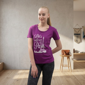 เสื้อยืดลำลองสีดำสำหรับผู้หญิง IMRON ผ้าฝ้าย 100% แขนสั้น คอกลม ทรงเข้ารูป สีพื้น ระบายอากาศได้ดี ผ้าถัก น้ำหนัก 160 กรัม เหมาะสำหรับฤดูร้อน ลายตัวอักษร - Product Image 1