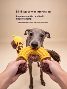 Large Dog Chew Toy Teething Durable Rubber <b>Plush</b> Novelty Cartoon Cute Giraffe Design Sound-Making Self-Entertaining Features - Product Image 3