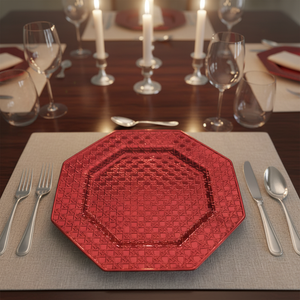 Assiettes de présentation dorées en plastique PP de 13 pouces pour mariage avec motif personnalisé, luxueuses, durables, réutilisables pour anniversaires, dîners et événements - Product Image 5