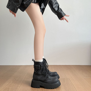 Botines Negros para Mujer, Estilo Británico, Tendencia Urbana, Estilo Motero, Plataforma Gruesa, Botas Cortas, Novedad 2026 - Product Image 3