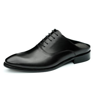 Chaussures habillées en cuir véritable à bout pointu pour hommes, avec lacets semi-brodés, antidérapantes, pour l'extérieur et décontractées - Product Image 5