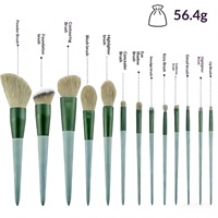 Ensemble de 13 pinceaux de maquillage avec poils en fibres synthétiques, manches en plastique - Pinceaux pour fard à paupières, poudre libre, blush, anticernes - Portable