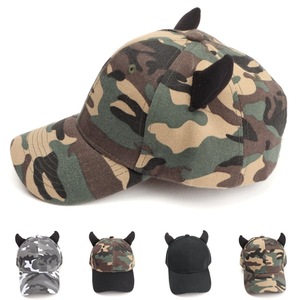 Gorra de Béisbol Unisex con Estampado de Camuflaje y Cuernos de Diablo, Gorra Casual de Estilo Urbano, Material de Sarga de Poliéster y Algodón - Product Image 1