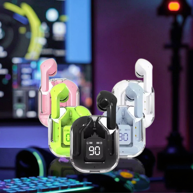 Air 31 Wireless Earbuds BT5.3 Noise Cancelling HiFi Stereo Sport Headphones Digital Display Transparent Charging Case