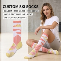 Chaussettes de ski professionnelles en gros, couleurs tendance, semelle épaisse, absorbantes, longues, en coton, pour sports de plein air