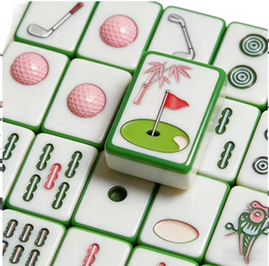 Fichas de Mahjong con Diseño Único de Bandera de Golf Hechas a Mano, Fichas de Juego de Mahjong Personalizadas con Temática Deportiva - Product Image 1