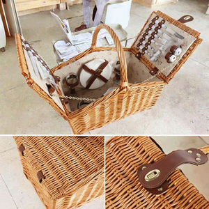 Luxury Heart-Shaped Collapsible Picnic <b>Basket</b>-Rattan <b>Wicker</b> Storage Set with Lid & <b>Handle</b> Eco-Friendly Affordable - Product Image 3
