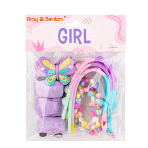 Lot de 12 jouets pour filles-Bracelet papillon avec porte-clés et cœur pour enfants - Product Image 1