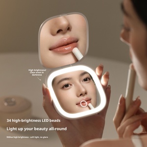 Đèn LED thông minh có thể sạc lại 3 màu có thể điều chỉnh độ sáng hai mặt 1X/3X Túi xách tay Gương trang điểm nhỏ gọn Logo tùy chỉnh - Product Image 3