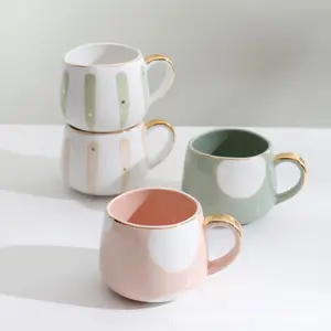 Cangkir keramik rumah tangga kreatif, ringan, mewah, Nordik, cangkir kopi Jepang, sederhana, cangkir air, cangkir susu